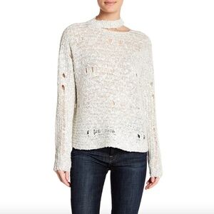 Lush Distressed Long Sleeve Sweater SZ L